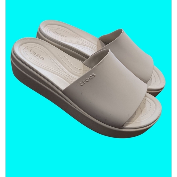 CROCS Shoes - Crocs Brooklyn Women's Platform Comfort Slide Sandal Bone Cream - Size 11 Used